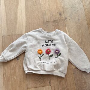 Zara Kids 'Cute Moments' Sweatshirt - Cream